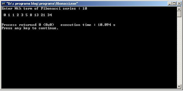 C PROGRAMS BLOG: C program to print Fibonacci series upto N th term