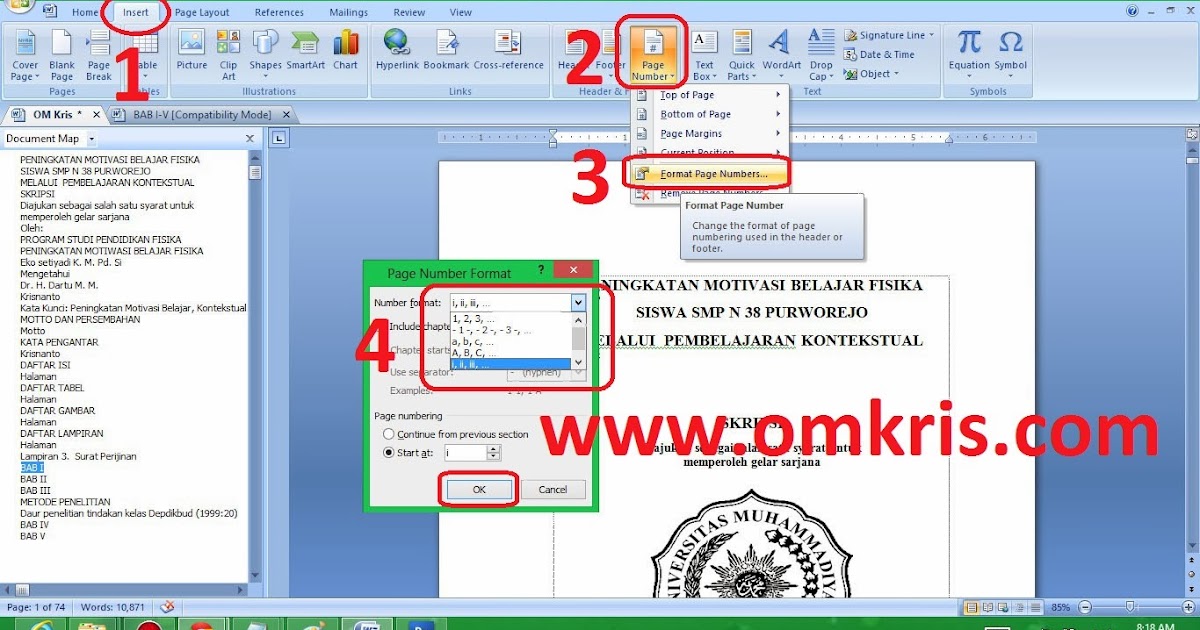 cara membuat penomoran halaman di google docs
