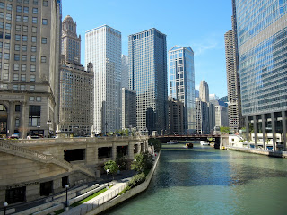 Views of downtown Chicago from the Riverwalk
