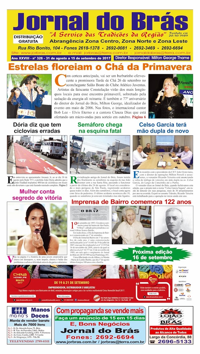 Destaques da Ed. 326 - Jornal do Brás