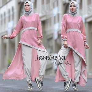 Gamis Syar'i Cantik Jasmine Set Dusty Abu - putrigamisshop Gamis-Syar'i-Cantik-Jasmine-Set-Dusty-Abu