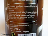 Ingredientes del cappuccino vienés con pepitas de chocolate Hacendado de Mercadona.