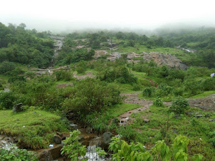 View of lush green countryside of Lonavala.