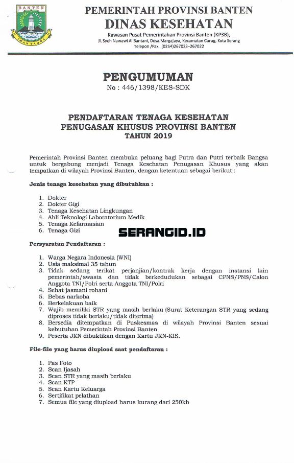 Lowongan Besar Besaran Nusantara Sehat Individual Provinsi Banten Tahun 2019 Serangid