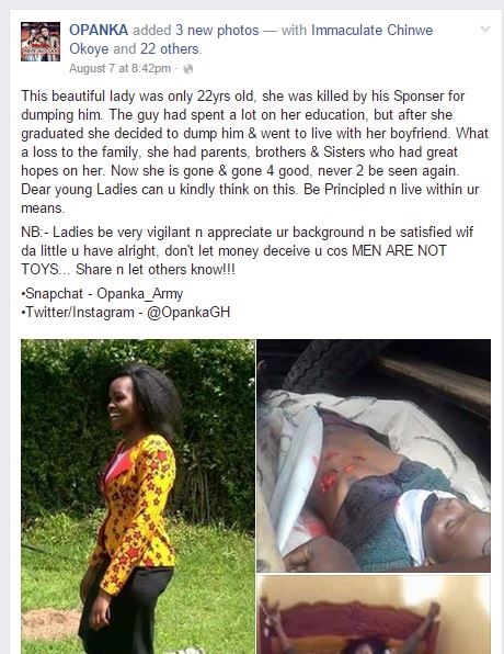 Oh No! Pretty 22-year-old Girl Murdered By Sponsor for Dumping Him (Photos)