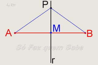 Ponto médio de um segmento de reta. Divide o segmento ao meio.