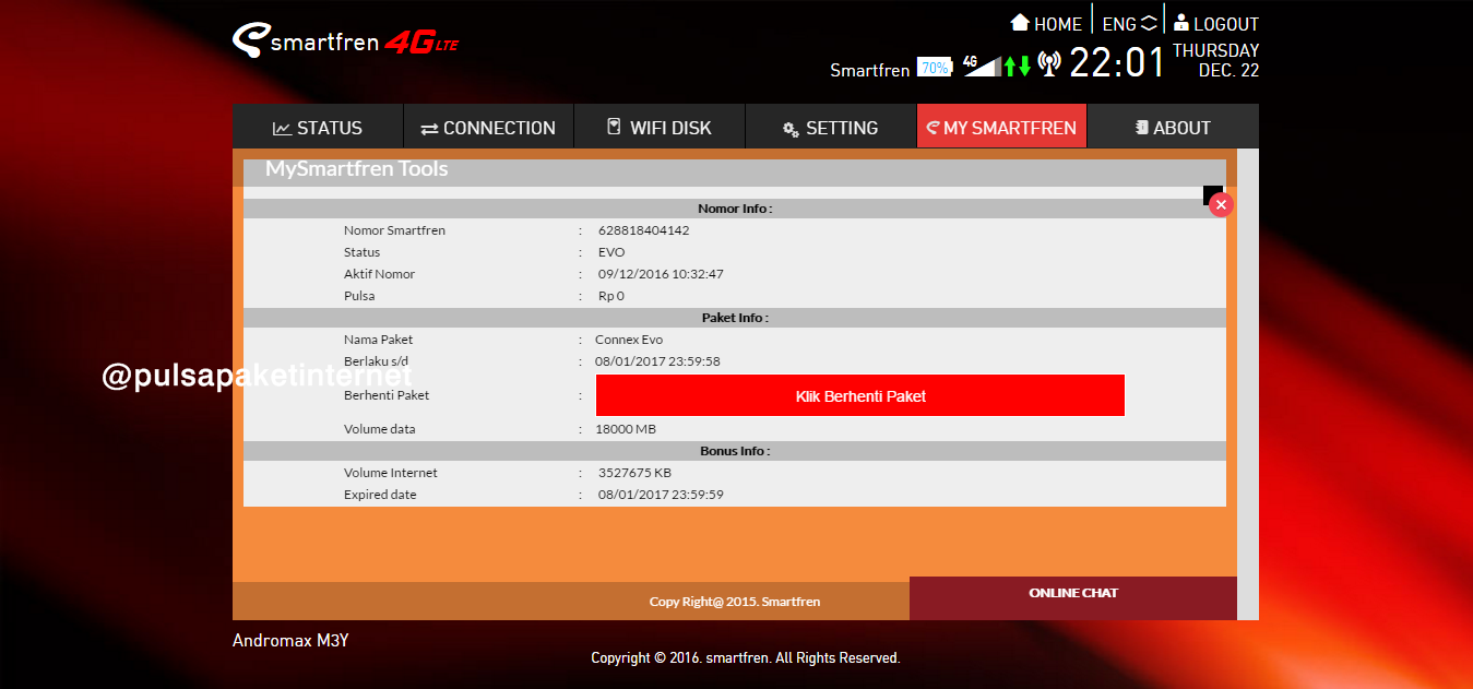 CARA CEK / MENGETAHUI KUOTA MIFI SMARTFREN TANPA APLIKASI
