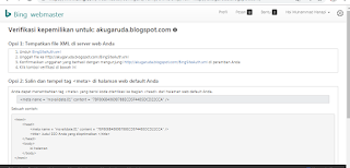 Cara Verifikasi Blog Pada Bing Webmaster