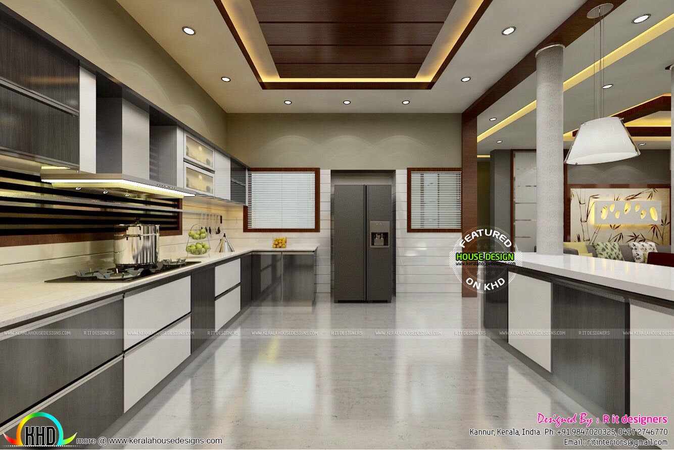 Kitchen, Bedroom and Dining interiors Kerala home design and floor plans