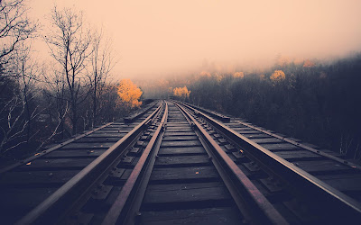 rail track in autumn widescreen hd wallpaper