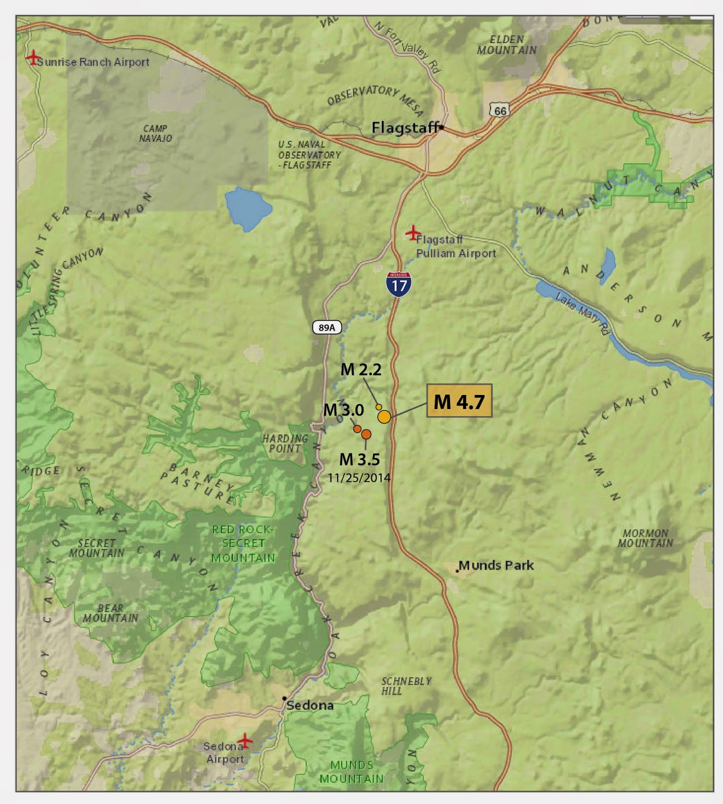 Arizona Geology Magnitude 4.7 earthquake rocks SedonaFlagstaff area