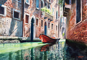 02-Venice-Igor-Dubovoy-Realistic-Urban-Watercolor-Paintings-www-designstack-co