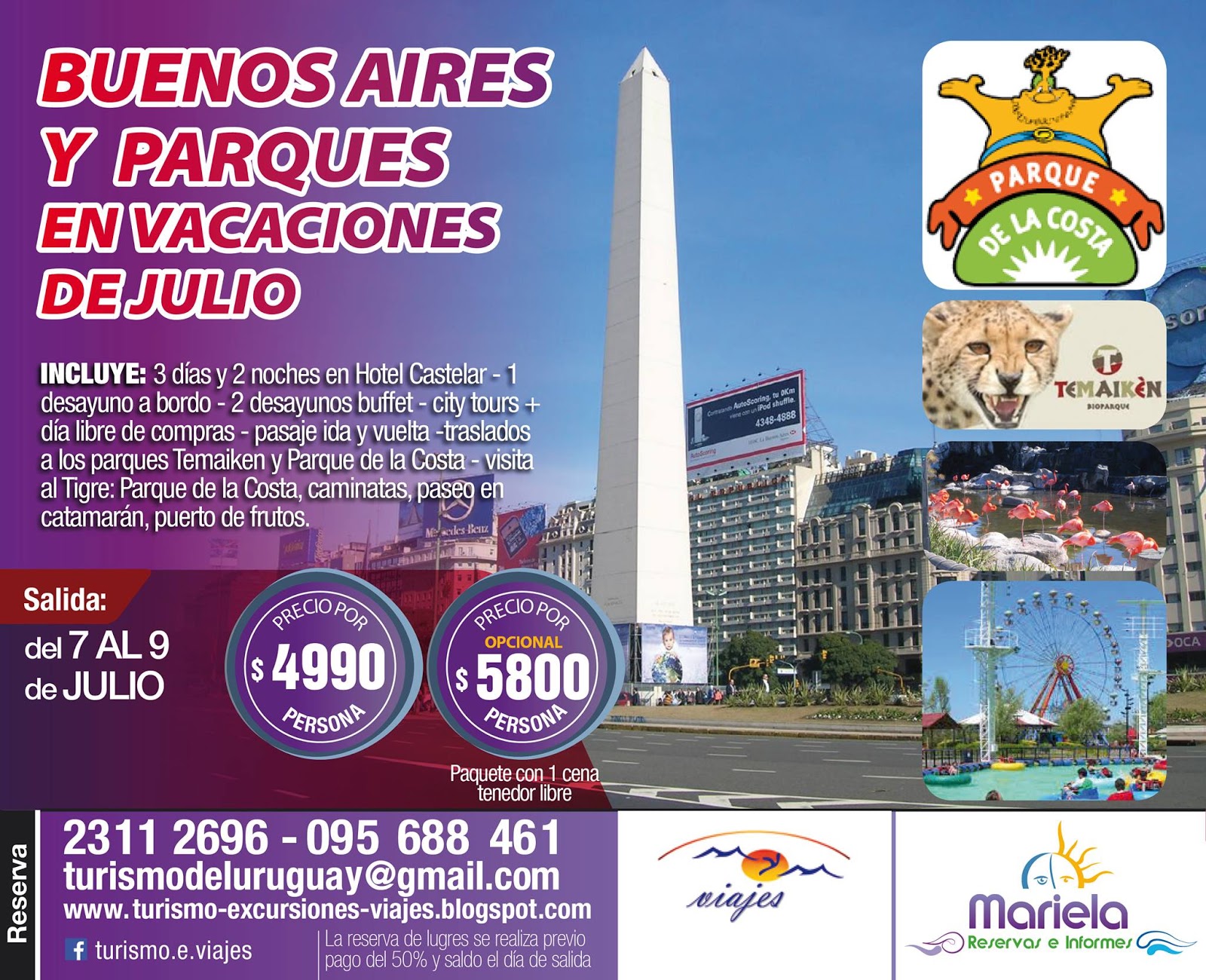 turismoexcursionesviajes BUENOS AIRES Y 2 PARQUES EN VACACIONES DE