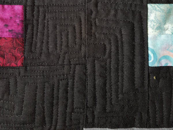 Square meander free motion quilting | DevotedQuilter.blogspot.com #freemotionquilting #fmq #quilting
