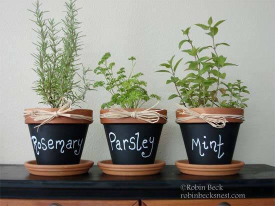 Chalkboard Herb Pots