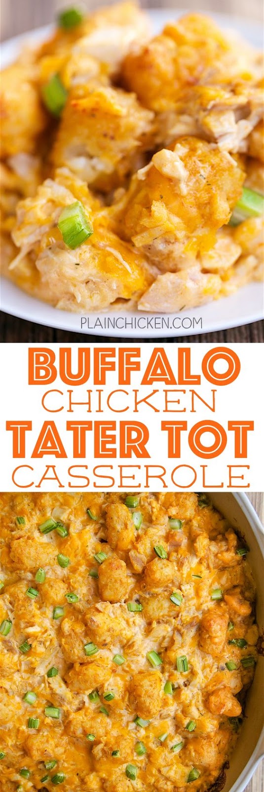 Buffalo Chicken Tater Tot Casserole - Foodandcake123