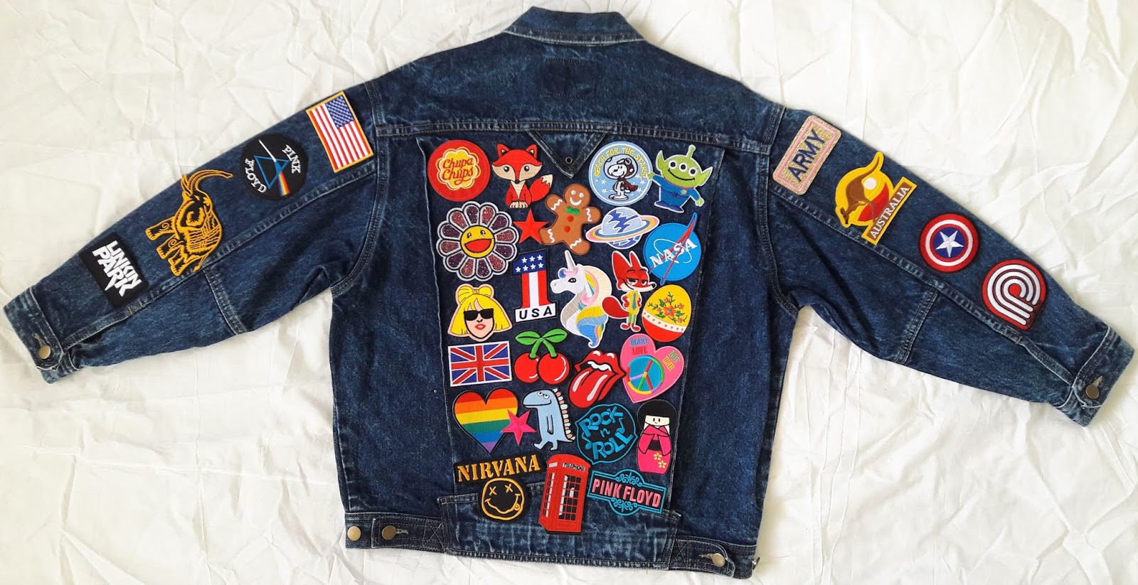 vintage denim jacket with patches