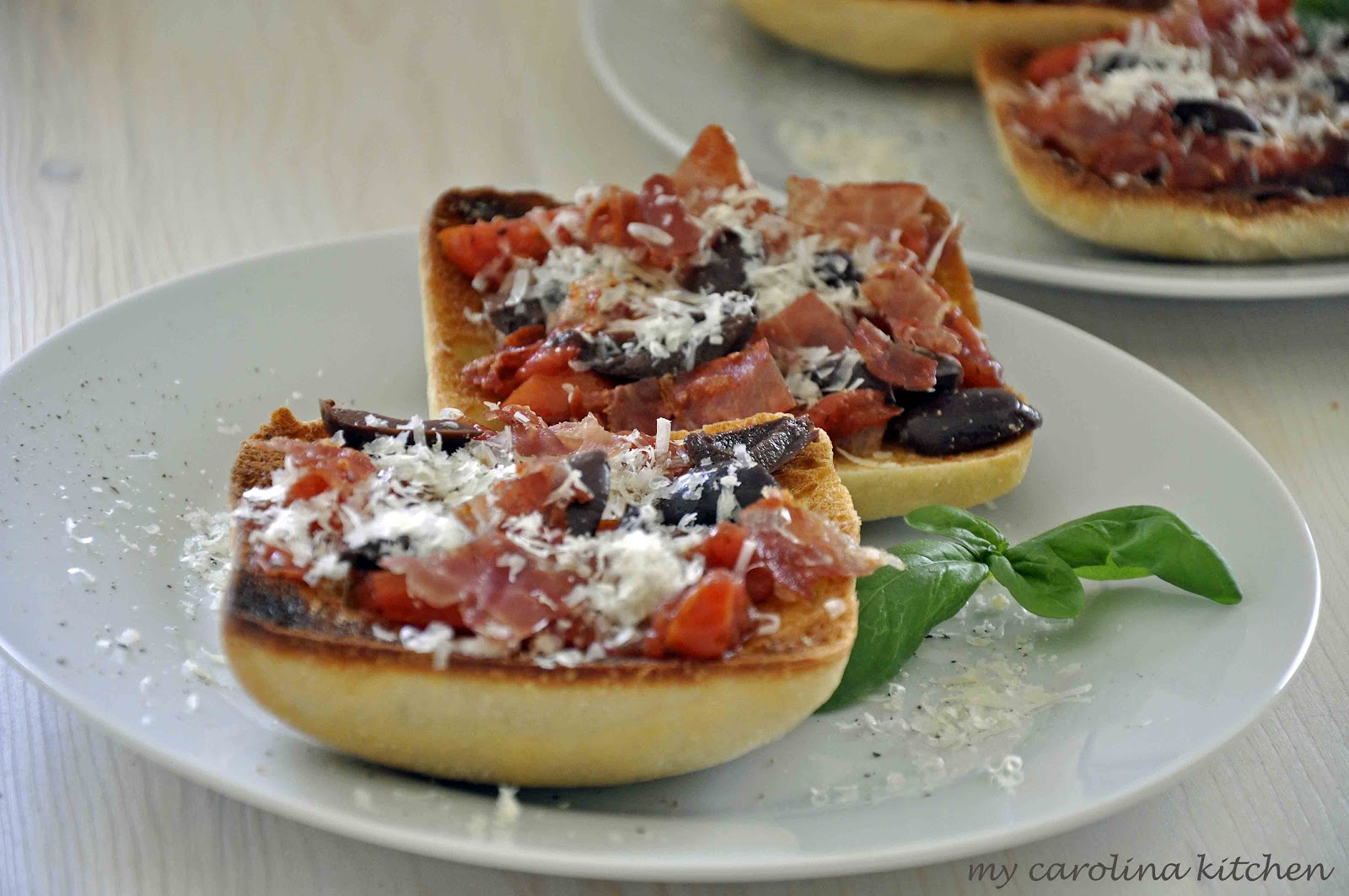 My Carolina Kitchen Tomato & Crispy Prosciutto Bruschetta a Small