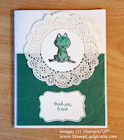 Thank-you card made with the frog image from StampinUP!'s Love You Lots stamp set
