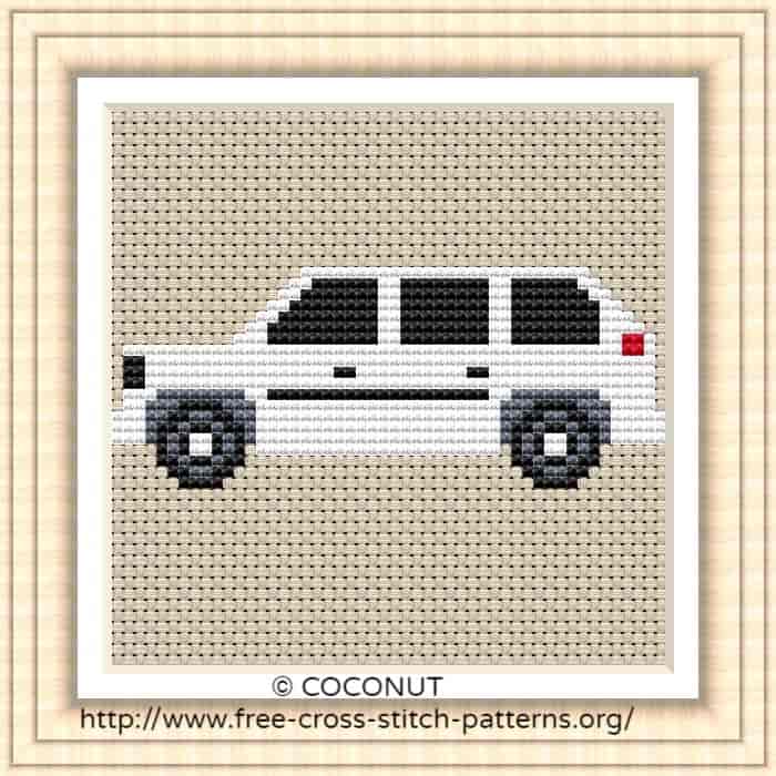 Car (1), Free and easy printable cross stitch pattern Free cross