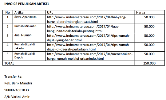 Contoh Invoice Tagihan Listrik - Cara Ku Mu