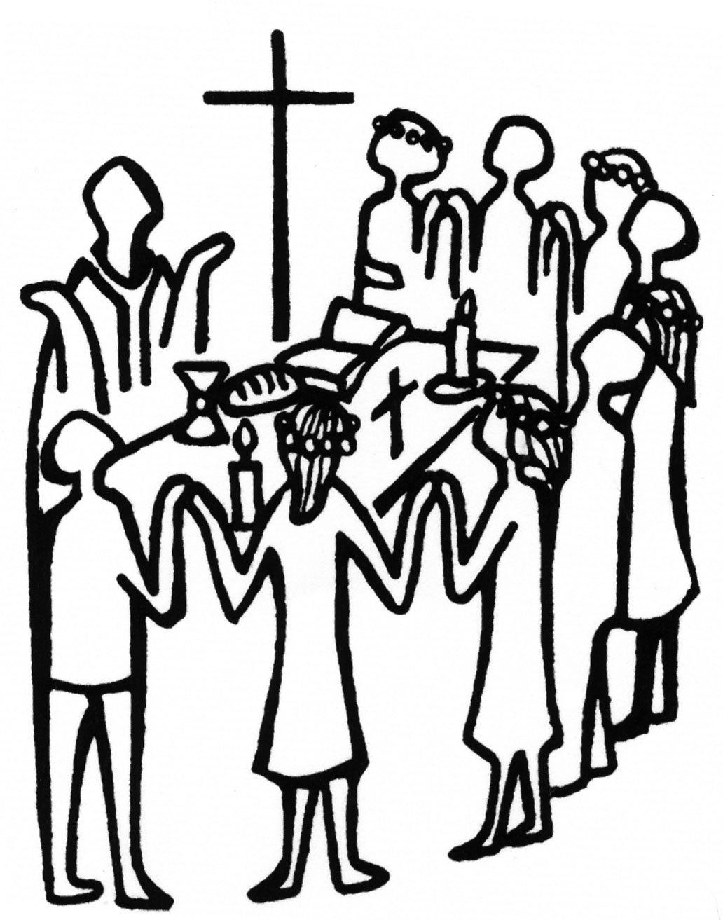 Communion Rite Drawing Church, Sacraments and Liturgy: Real Presence