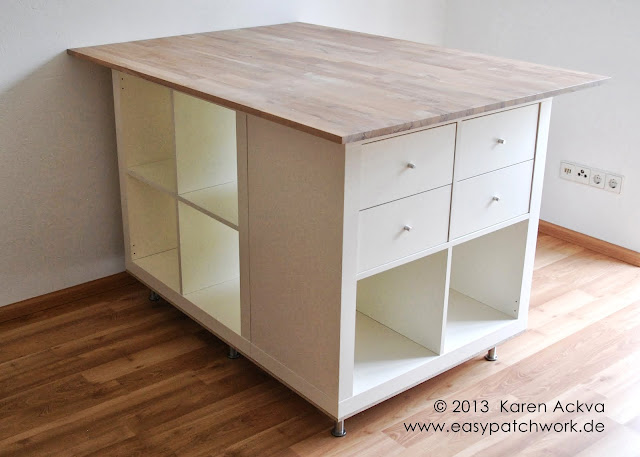 Cutting table with storage for customized sewing room 