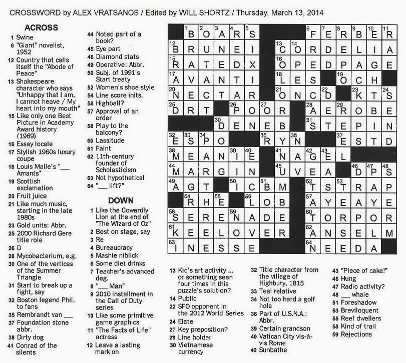 The New York Times Crossword in Gothic 03.13.14 — Color by Number