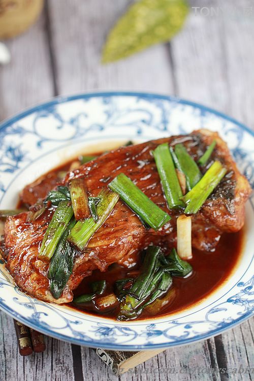 Chinese Food Braised fish in brown sauce