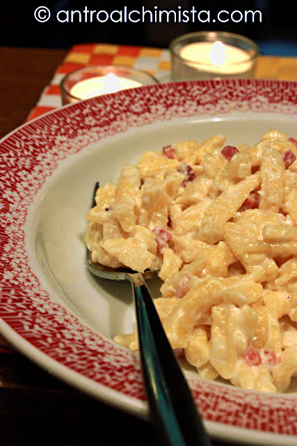 Eierspätzle mit Speck und Crème Fraîche