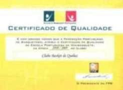 Certificado de Qualidade da escola de Minibasquete do Clube Basket de Queluz
