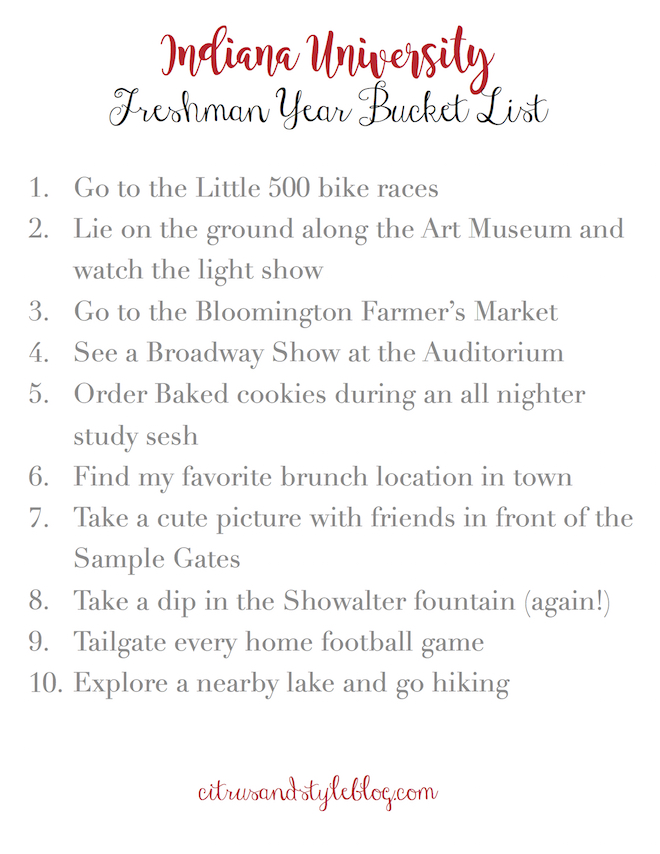 citrus and style college bucket list first year college experience