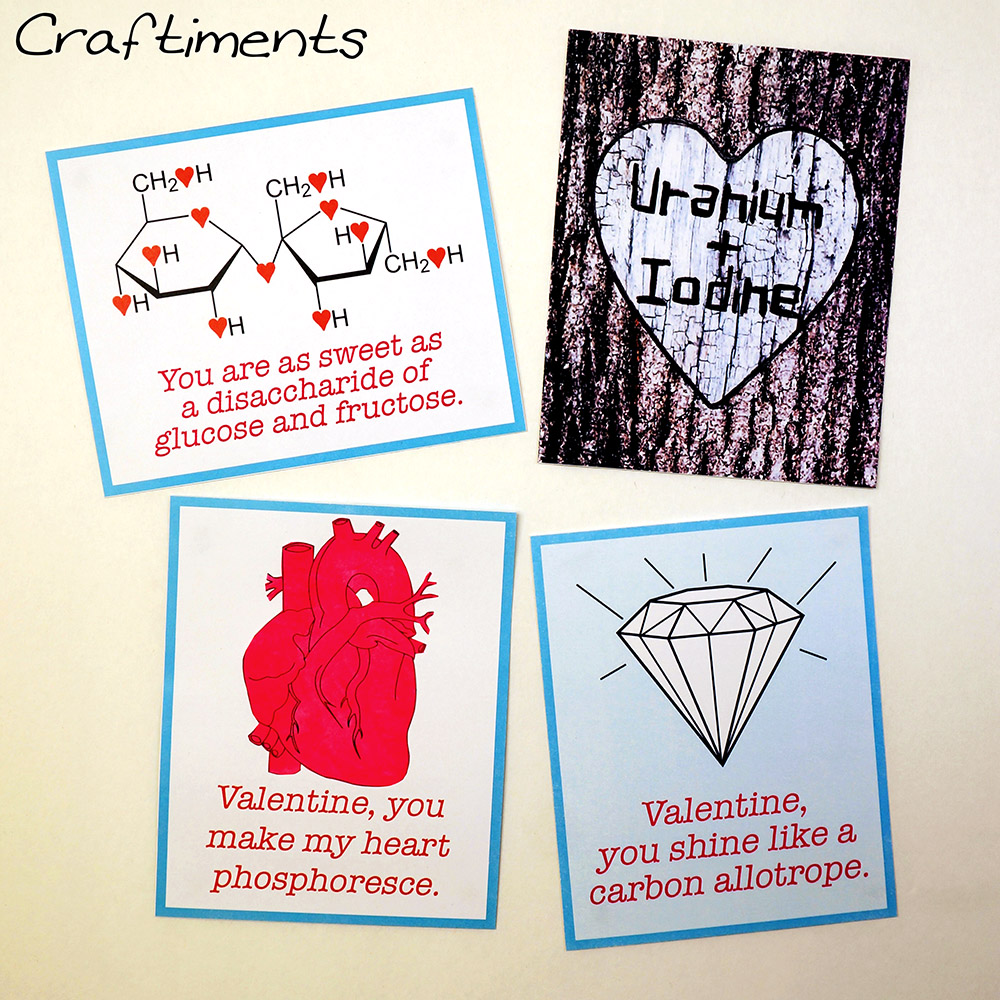 Craftiments:  Free Printable Chemistry Valentines + a List of Chemistry Love Puns