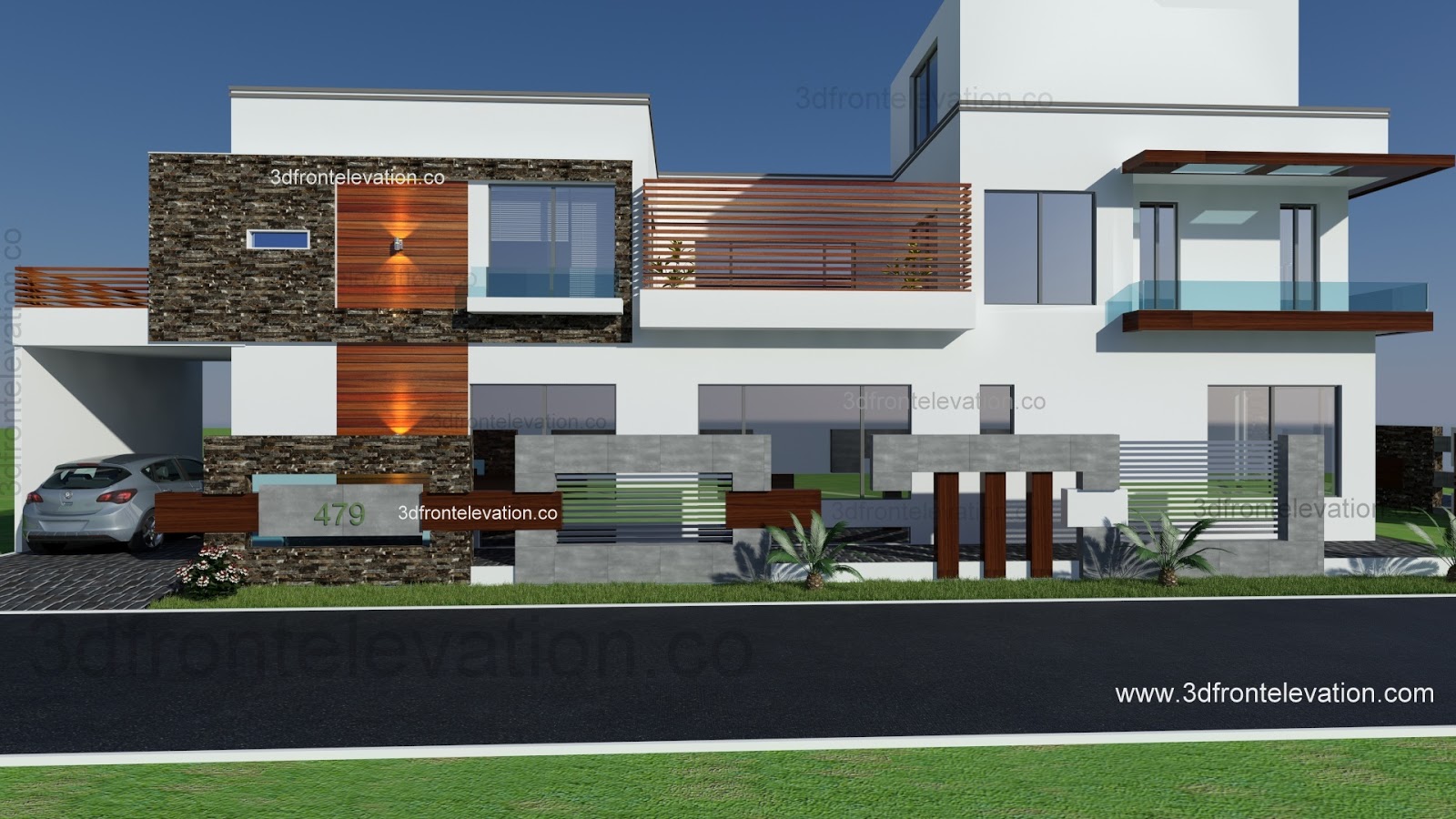 3D Front Elevation com 500  Square  Yards  House  Plan  3d 
