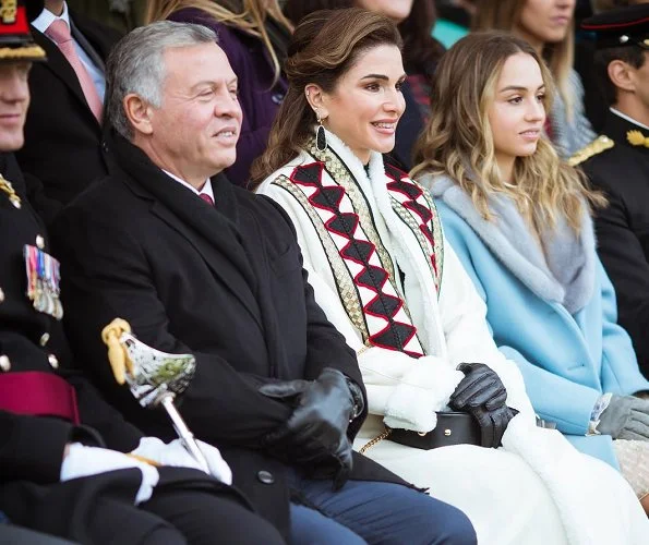 King Abdullah II, Queen Rania, Crown Prince Al Hussein and Princess Iman came to the United Kingdom and attended the Commissioning Parade