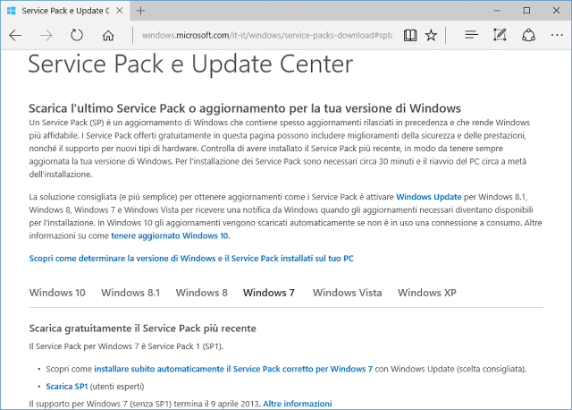 download service pack 1 windows 10 pro