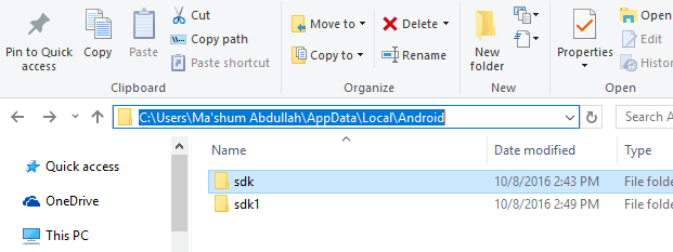 Default Folder SDK Location Android Studio