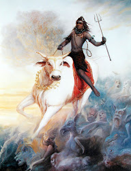 Lord Shiva riding Nandi his bull