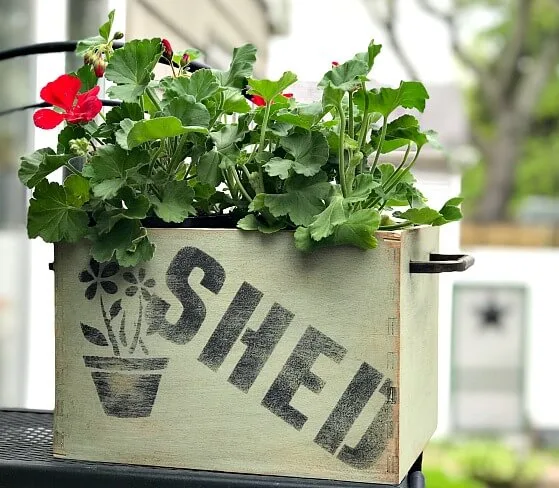 Rustic Stenciled Flower box for the yard. 