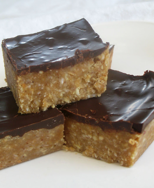 peanut butter squares with dark chocolate