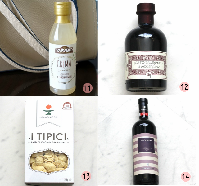 Varvello crema condirè agrodolce all' aroma limone La Dispensa di Amerigo Aceto Balsamico di modena IGP Agricola del sole I tipici pasta Fontana Fredda Raimonda Barbera D'Alba 2015