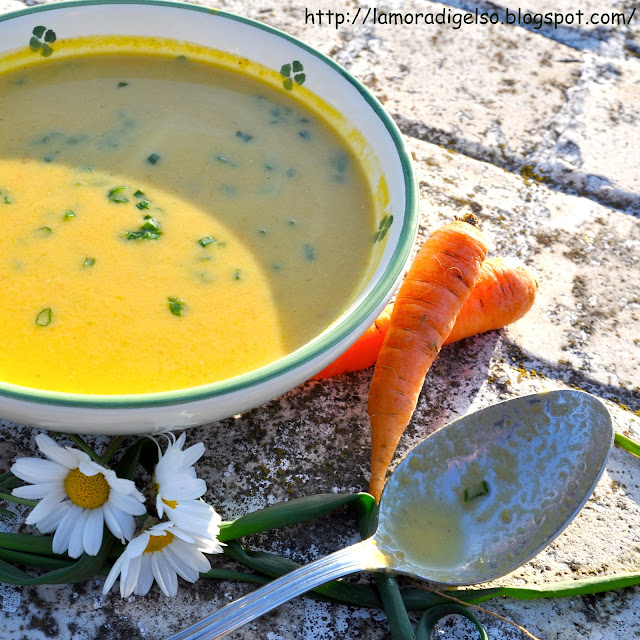 zuppa di carote e cipollotti con zenzero e curry