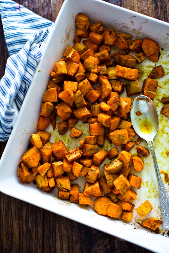 Coconut Oil Roasted Sweet Potatoes. Spices Optional. - HealthyHappyLife.com