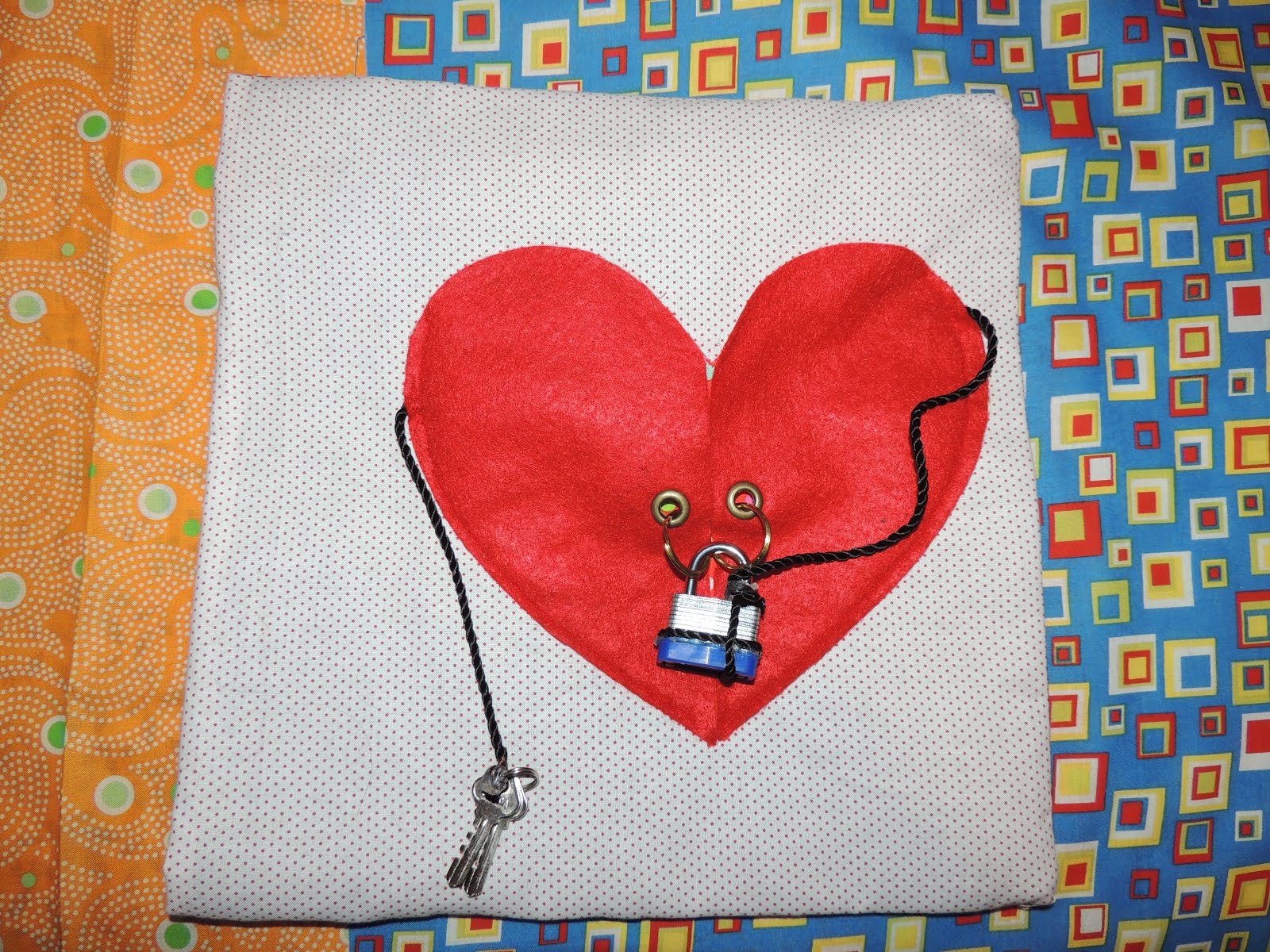 Quiet Book Page 1 Lock and Key Heart