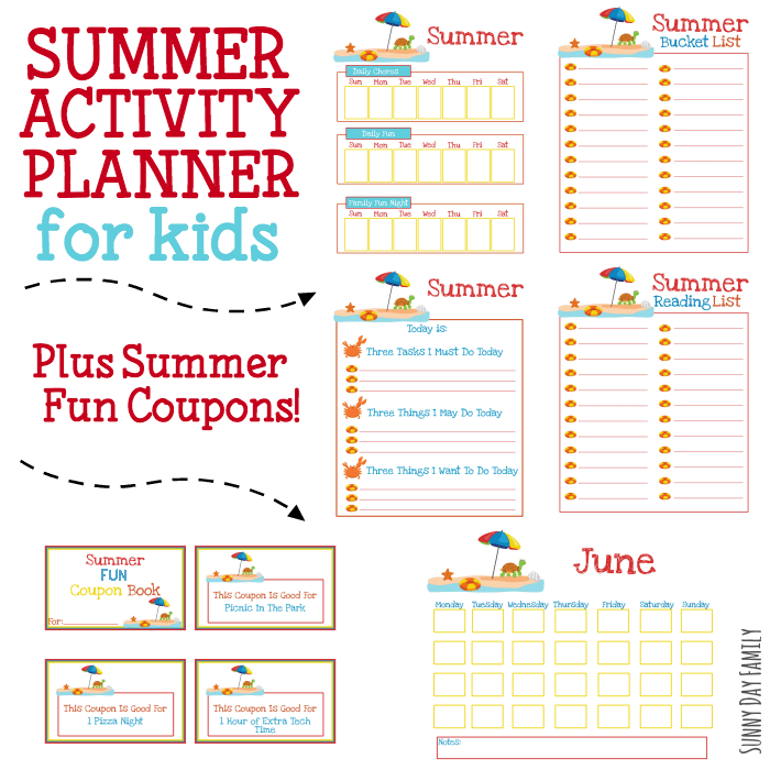 printable summer activity planner for kids with summer fun coupon