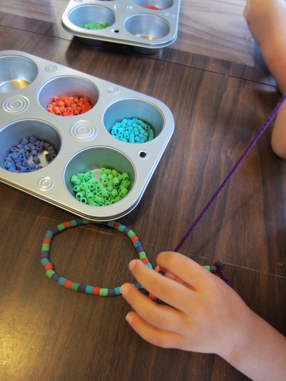 Rainbow Colored Pasta Beading Preschool Powol Packets