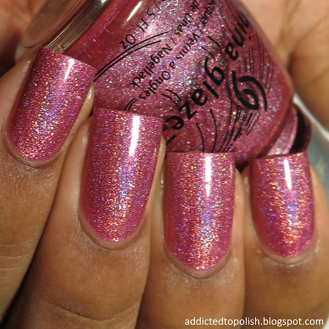 china glaze tickle my triangle pink scattered holo