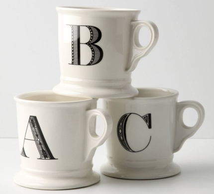 Completely Coastal: Kitchen Wall Decor with Monogram Mugs that Spell ...