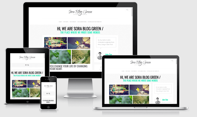 Sora Blog Green Responsive Blogger Template Free Download