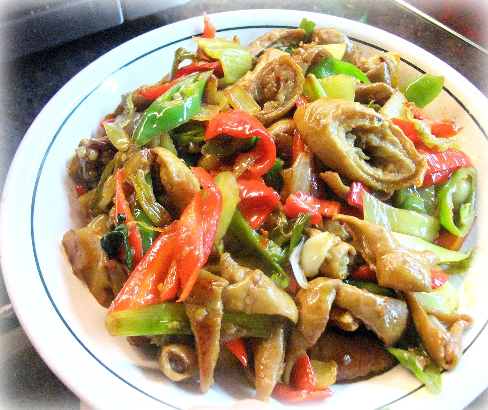 Susan's SavourIt! Spicy Pork Intestine StirFry with Pickled Mustard...
